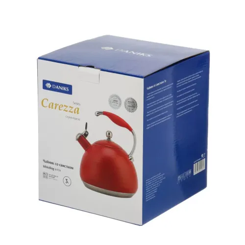 Чайник со свистком Daniks WT-T1054-RED Carezza, индукция, красный, 3 л.(516956)