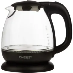 Чайник эл. ENERGY E-296 стекло/пласт., черный (1л.)