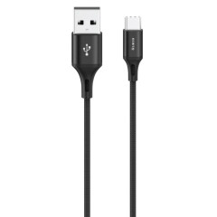 Кабель USB 2.0 A вилка - Type C 1.2 м Olmio 3А Basic текстильный черный