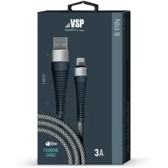 Кабель USB 3.0 A вилка - 8pin 1 м Borasco Lightning 1m 3А Fishbone усиленный серый (38508)
