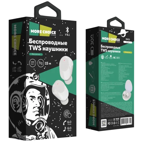 Гарнитура Bluetooth More choice BW13 White