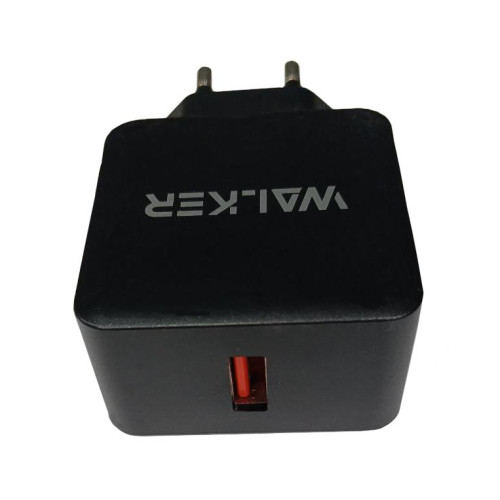 СЗУ WALKER 3А WH-25, 3А, 18Вт, USB, поддержка QC, + кабель Type-C, черное