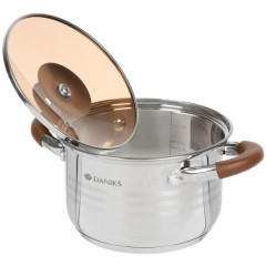 Кастрюля Daniks Веллингтон, нерж., индукция, 2 л. (GS-01415-16CA)(397628)