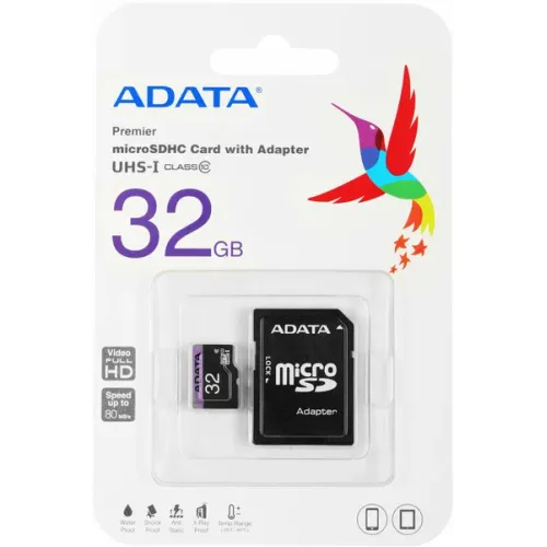 Карта micro-SD 32 GB ADATA AUSDH32GUICL10-RA1Class10 + adapter