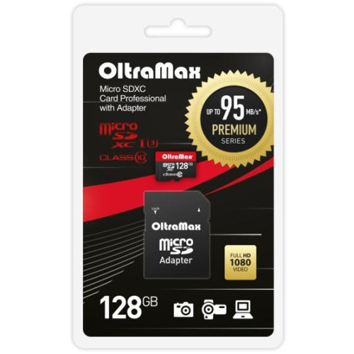 Карта micro-SD 128 GB OLTRAMAX Class 10 UHS-1 Premium (U3) [OM128GCSDXC