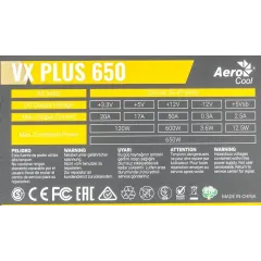 Блок питания Aerocool ATX 650W VX-650 PLUS RGB (4718009150928)