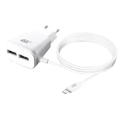 СЗУ Borasco 2.1A Lightning 8-pin + 2 белое