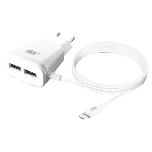 СЗУ Borasco 2.1A Lightning 8-pin + 2 белое