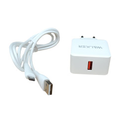 СЗУ WALKER 3А WH-25 18Вт, USB, поддержка QC, + кабель Micro, белый