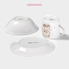 Набор столовый детский ДОЛЯНА «Котёнок на скейте», керамика, 3 пр.(10473072)