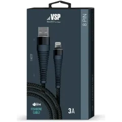 Кабель USB 3.0 A вилка - 8pin 1 м Borasco Lightning 1m 3А Fishbone усиленный черный