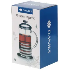 Френч-пресс 1000 мл. Daniks, Кофе, нерж/стекло (358633)
