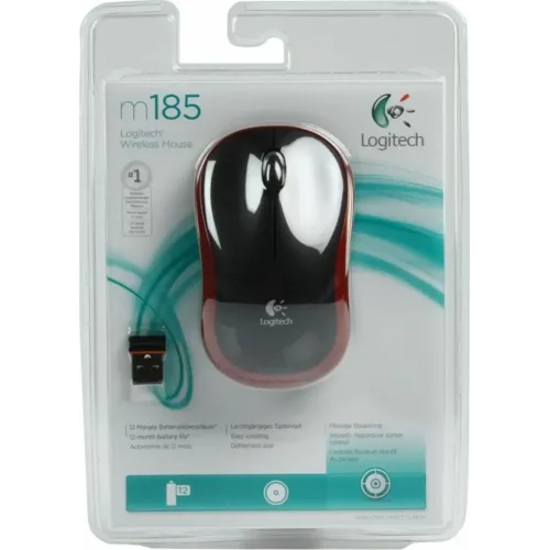 Мышь Logitech M185 красный/черный