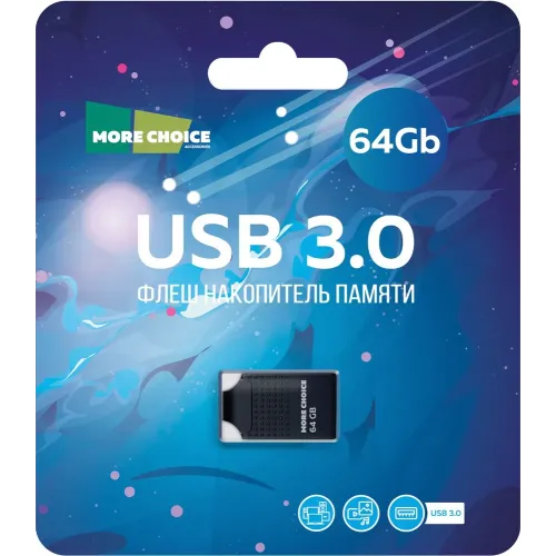 Карта USB3.0 64 GB More Choice Mini MF64-2m черный