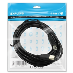 Кабель USB 2.0 A вилка - B вилка 5 м EXPLOYD EX-K-1480
