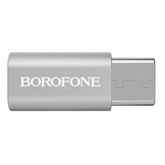Переходник microUSB to Type-C Borofone BV4 серебро
