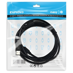 Кабель USB 2.0 A вилка - B вилка 2 м EXPLOYD EX-K-1398