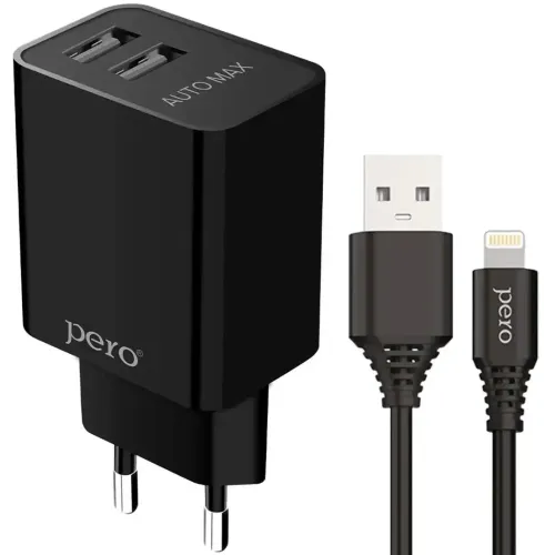 СЗУ Pero TC02 2.1A  + кабель Lightning 8-pin черный (*7)