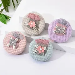 Зеркальце косметическое складное, Узор , круглое., ткань