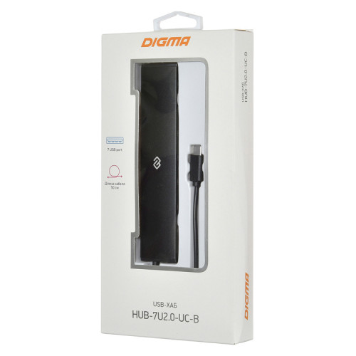 Коммутатор USB 2.0 DIGMA HUB-7U2.0-UC-B 7порт. черный