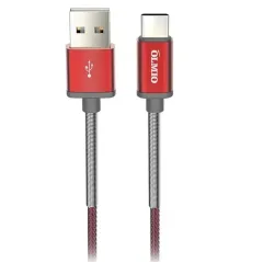Кабель USB 2.0 A вилка - Type C 1.2 м Olmio 2.1А пружинный нейлоновый черно-красный
