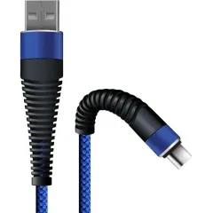 Кабель USB 2.0 A вилка - Type C 1 м Borasco 3А Fishbone усиленный темно-синий