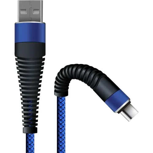 Кабель USB 2.0 A вилка - Type C 1 м Borasco 3А Fishbone усиленный темно-синий