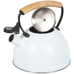 Чайник со свистком Daniks MSY-078W, индукция, нерж., белый, дер.ручка, 2,5 л.(363391)