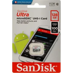 Карта micro-SD 128 GB SanDisk Ultra Class 10 UHS-I [SDSQUNR-128G-GN6MN]