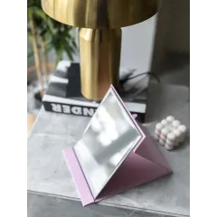 Зеркало косметическое настольное, складное, 20,5х15.5 см, розовое