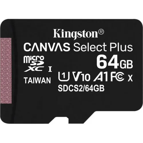 Карта micro-SD 64 GB Kingston Class10 CanvasSelect Plus + adapter