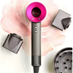 Фен Super Hair Dryer, проф., 5 магнит. насадок, розовый