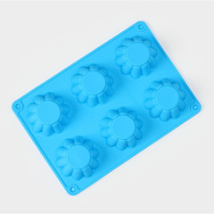 Форма для выпечки силикон Доляна «Сладости. Круг риб», 25,5×17,5×3 см, 6 ячеек., синий (3628356)