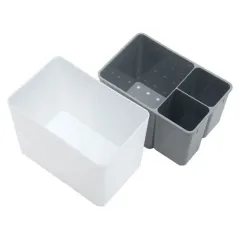 Подставка для столовых приборов DOMOZON ПП-1020, пластик, бело-серая