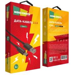 Кабель USB 2.0 A вилка - Type C 1 м More choice K24a (Black)