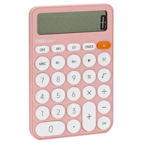 Калькулятор Deli EM124PINK розовый 12-разр.