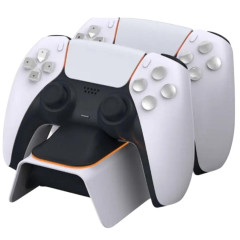 Зарядная док станция для геймпадов PS5 DOBE DualSense, подсветка, белый