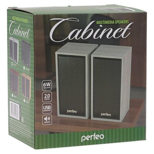 Акустика PERFEO PF-84-WD CABINET 2х3Вт USB белый дуб (PF-A4389)