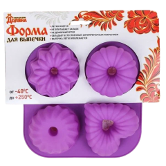 Форма для выпечки силикон Доляна «Немецкий кекс», 17х17, 4 ячейки (811896)