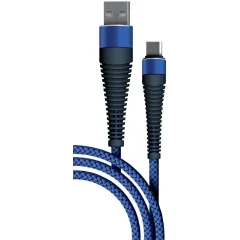 Кабель USB 2.0 A вилка - microUSB 1 м Borasco 3А Fishbone усиленный темно-синий