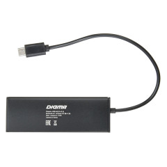 Коммутатор USB 2.0 DIGMA HUB-4U2.0-UC-B 4порт. черный