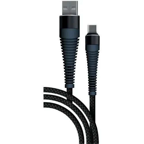 Кабель USB 2.0 A вилка - Type C 1 м Borasco 3А Fishbone усиленный черный