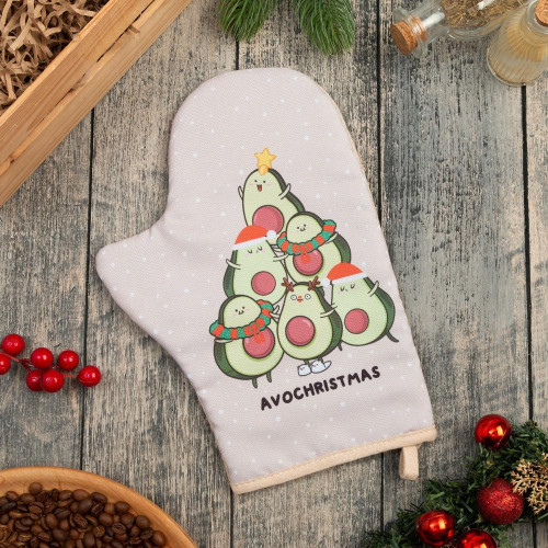 Прихватка-варежка Доляна «Avochristmas», текстиль, 20х28 см (7624256)