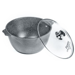 Кастрюля Мечта Гранит, алюм., 8 л., крышка стекло, серая (48701)(362491)