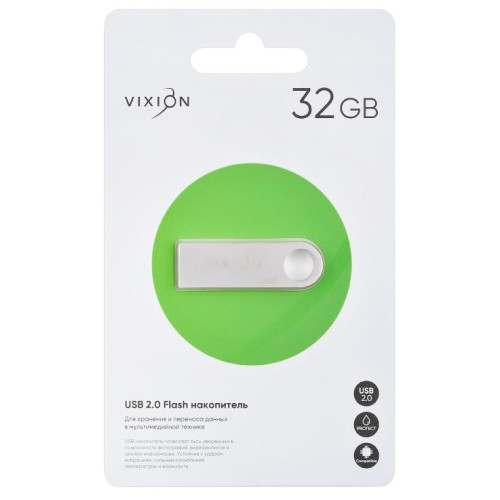 Карта USB2.0 32 GB Vixion Zink Alloy металлик