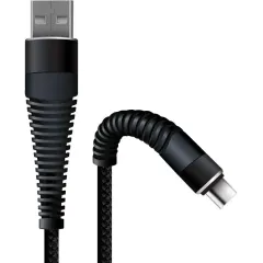 Кабель USB 2.0 A вилка - Type C 1 м Borasco 3А Fishbone усиленный черный