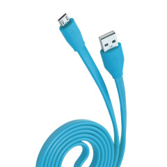 Кабель USB 2.0 A вилка - microUSB 1 м OLMIO 2.1A плоский синий