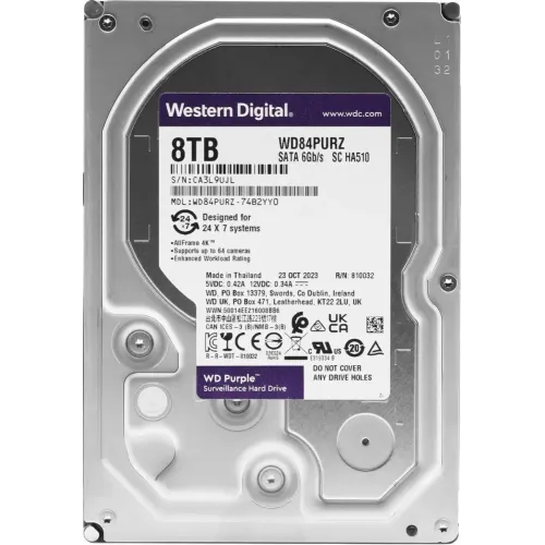 HDD SATA 8Tb WD WD84PURZ Surveillance Purple (5640rpm) 128Mb 3.5