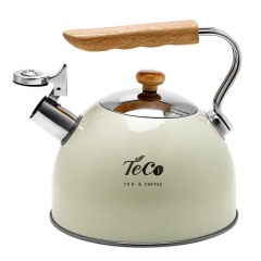 Чайник со свистком TECO TC-126, с дер. ручкой, бежевый, 2,5 л.
