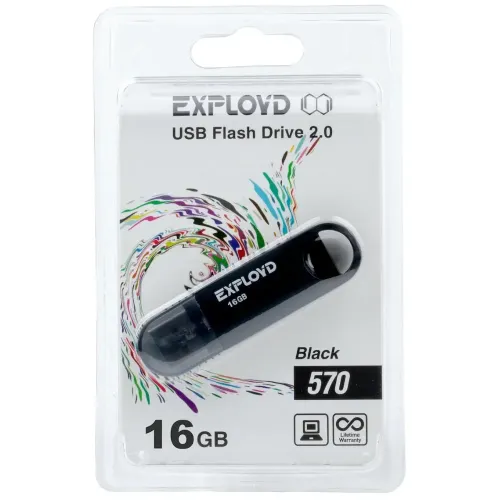 Карта USB2.0 16 GB EXPLOYD 570 черный